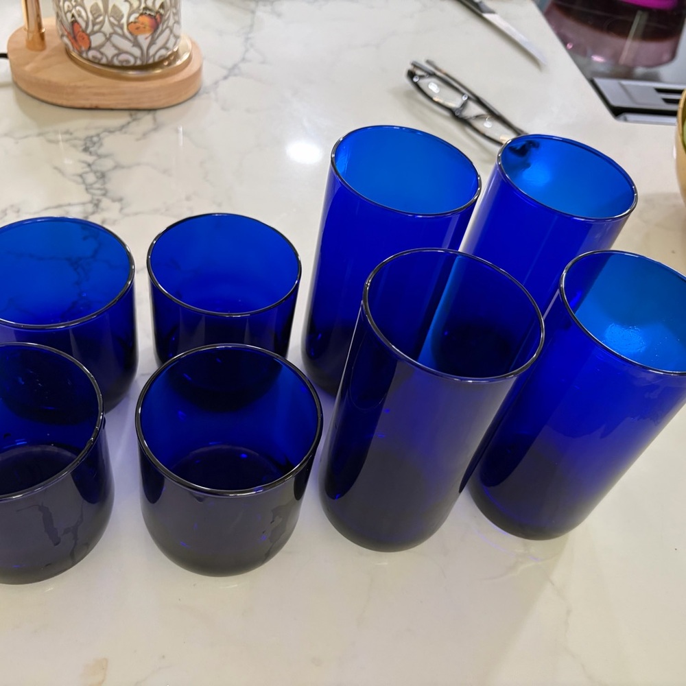 Blue Glass Tumbler Set